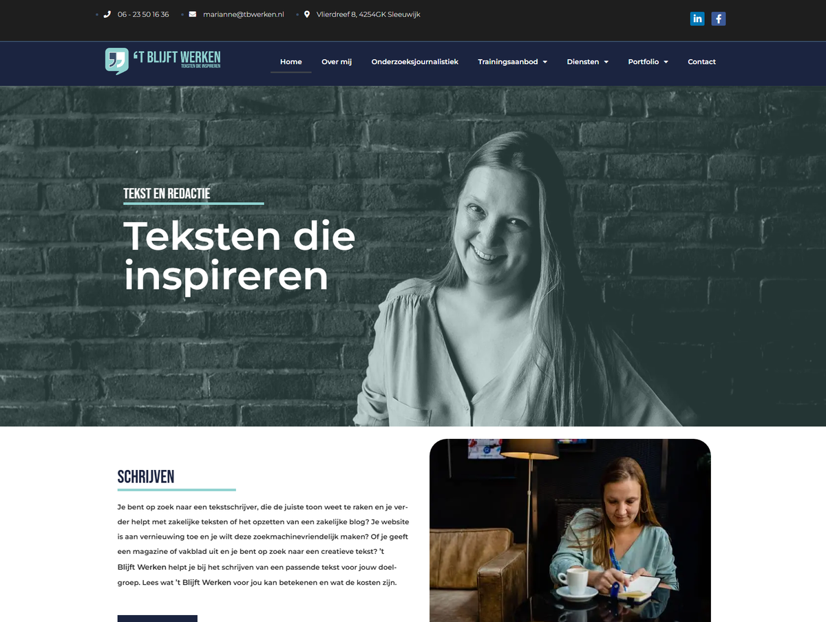 Screenshot van de 'T Blijft Werken content website